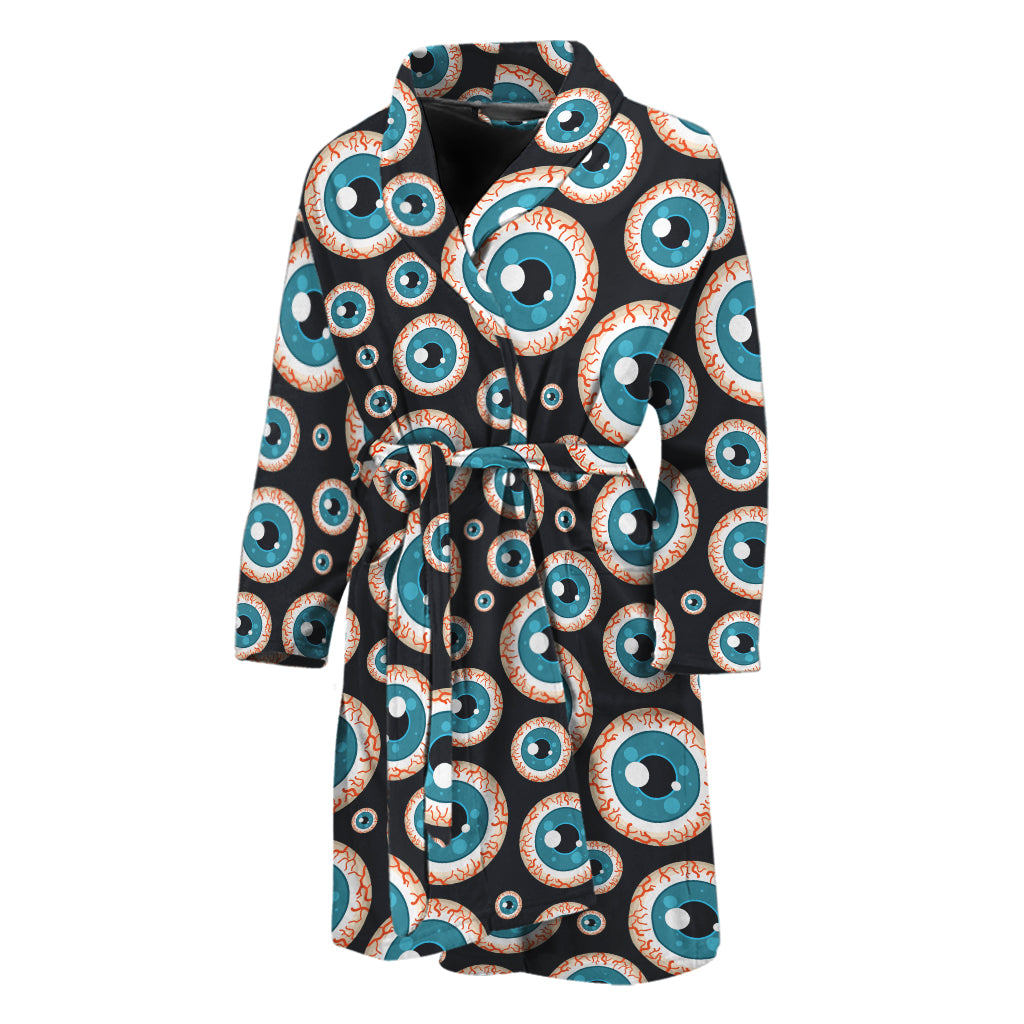 Creepy Eyeball Pattern Print Men's Bathrobe