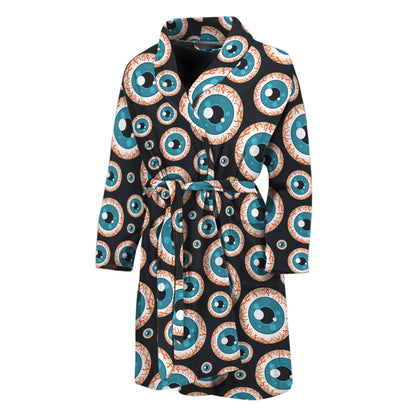 Creepy Eyeball Pattern Print Men's Bathrobe