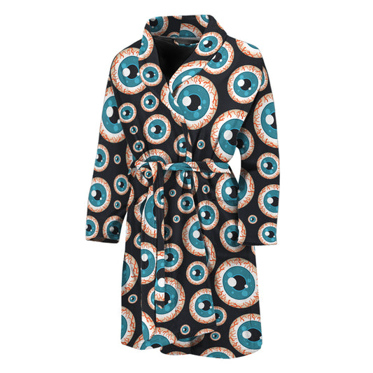 Creepy Eyeball Pattern Print Men's Bathrobe