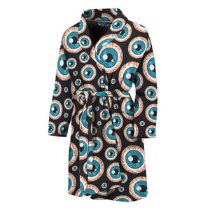 Creepy Eyeball Pattern Print Men's Bathrobe