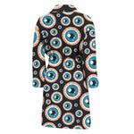 Creepy Eyeball Pattern Print Men's Bathrobe