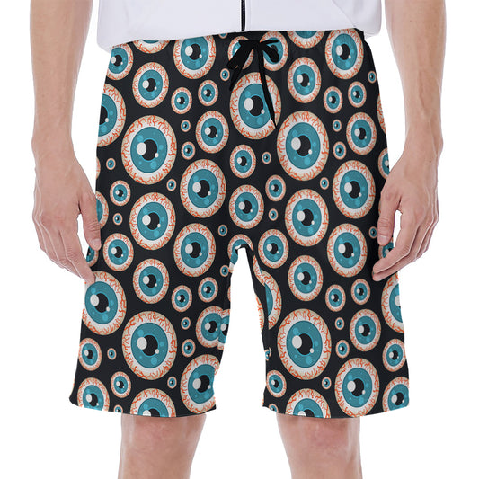 Creepy Eyeball Pattern Print Men's Beach Shorts