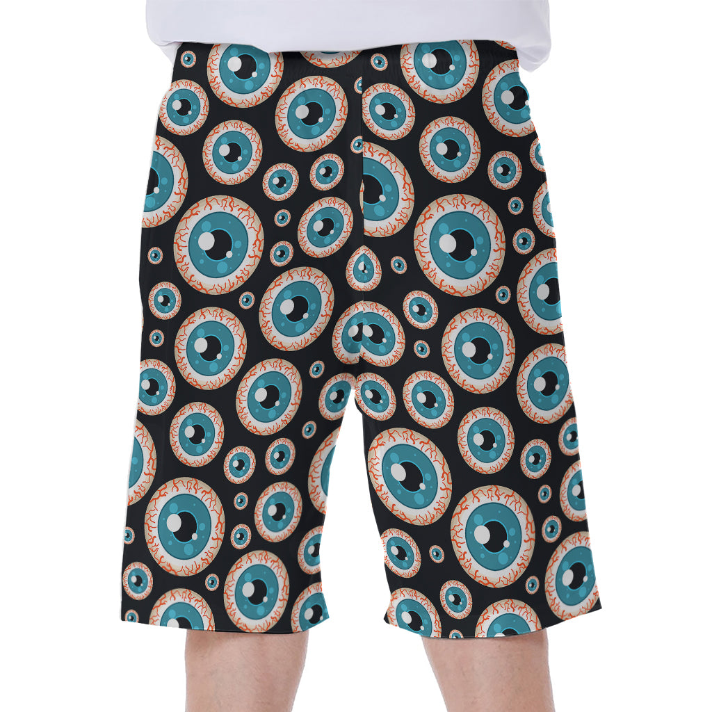 Creepy Eyeball Pattern Print Men's Beach Shorts