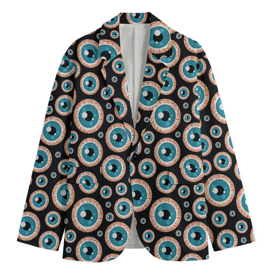 Creepy Eyeball Pattern Print Men's Blazer