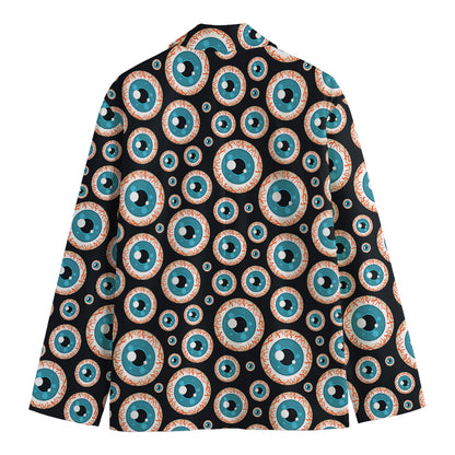 Creepy Eyeball Pattern Print Men's Blazer