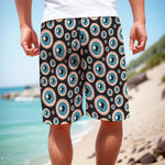 Creepy Eyeball Pattern Print Men's Cargo Shorts