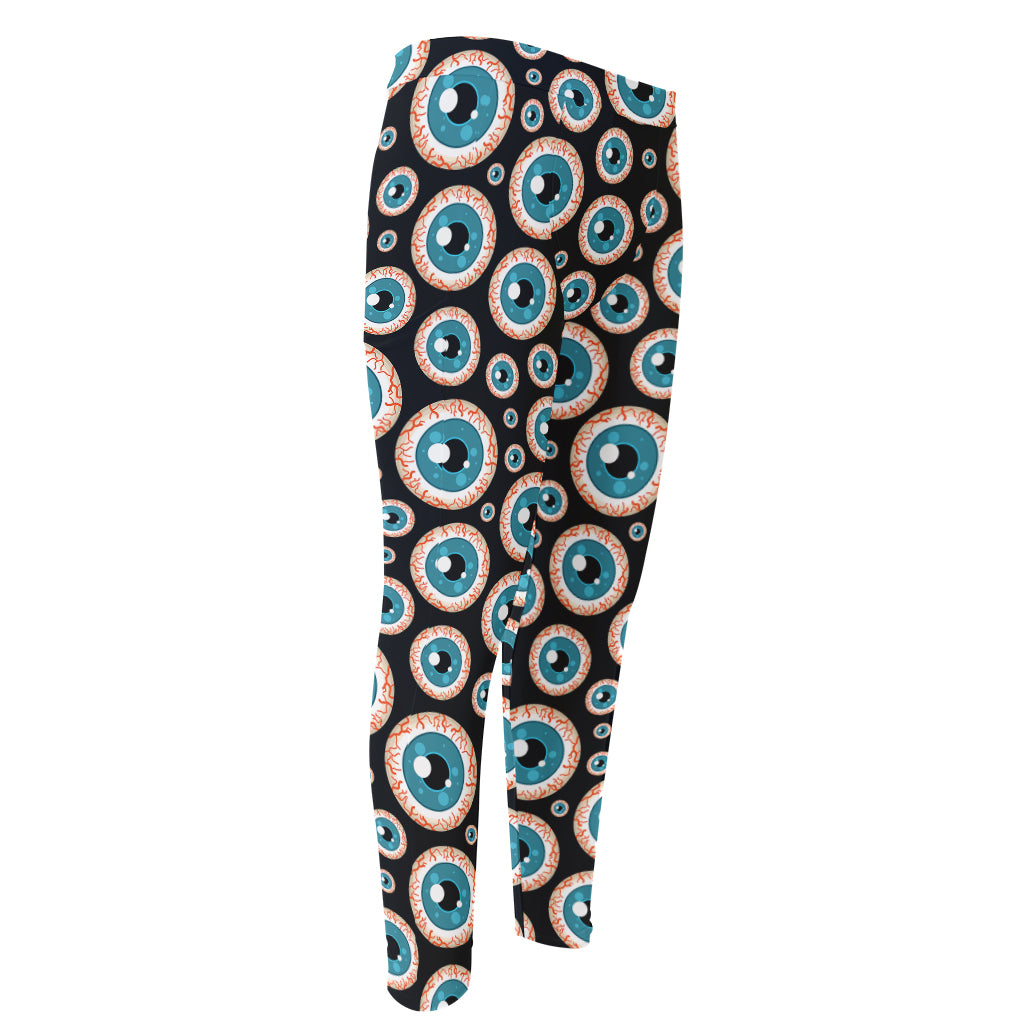 Creepy Eyeball Pattern Print Men's Compression Pants