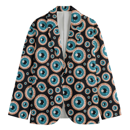 Creepy Eyeball Pattern Print Men's Cotton Blazer