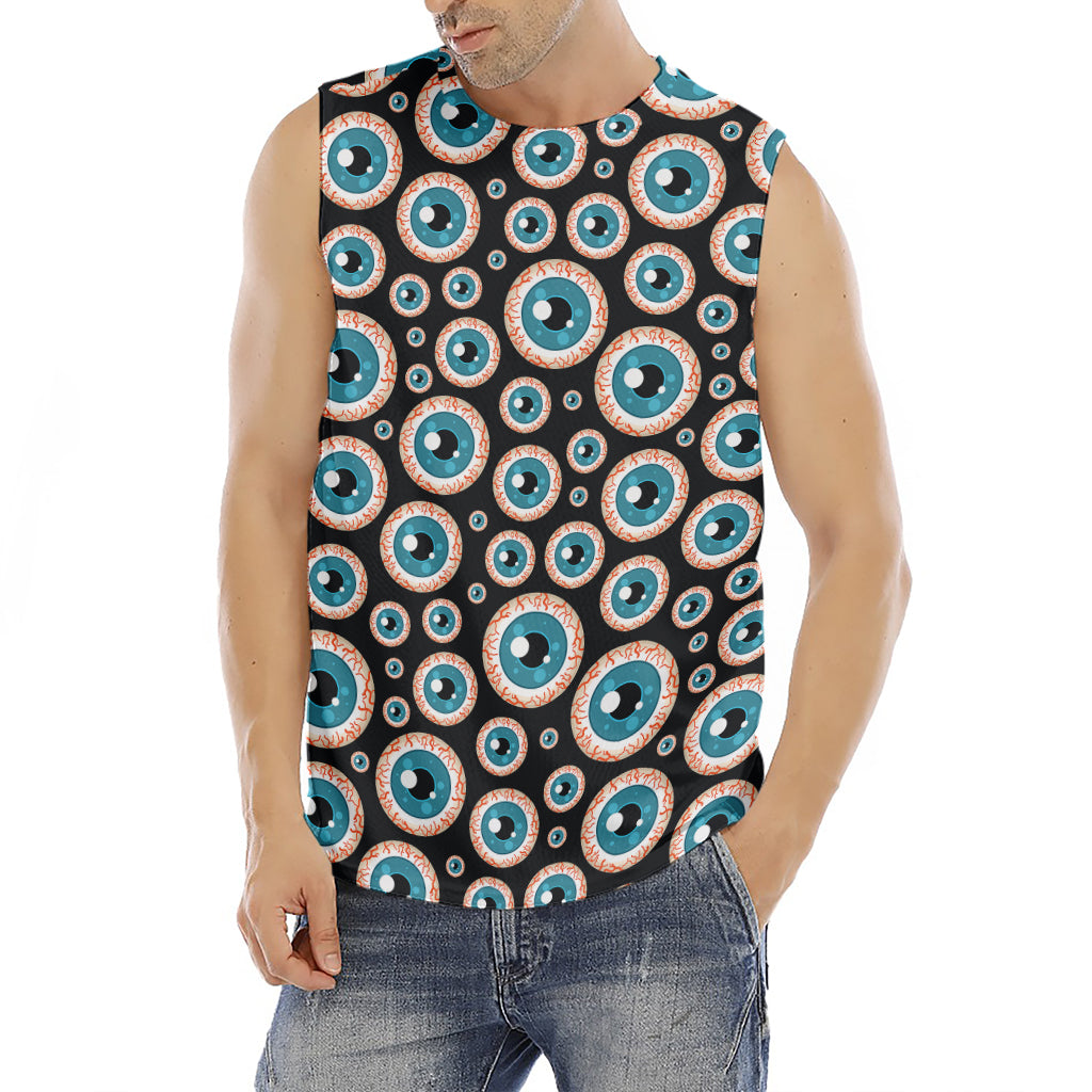 Creepy Eyeball Pattern Print Men's Fitness Tank Top