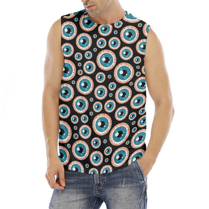Creepy Eyeball Pattern Print Men's Fitness Tank Top