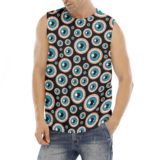 Creepy Eyeball Pattern Print Men's Fitness Tank Top