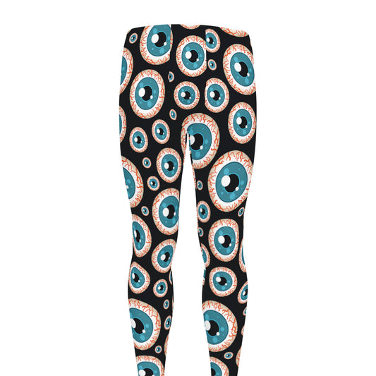 Creepy Eyeball Pattern Print Men's leggings