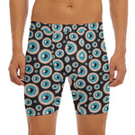 Creepy Eyeball Pattern Print Men's Long Boxer Briefs