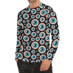 Creepy Eyeball Pattern Print Men's Long Sleeve Rash Guard