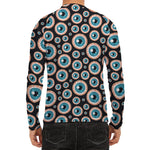 Creepy Eyeball Pattern Print Men's Long Sleeve Rash Guard