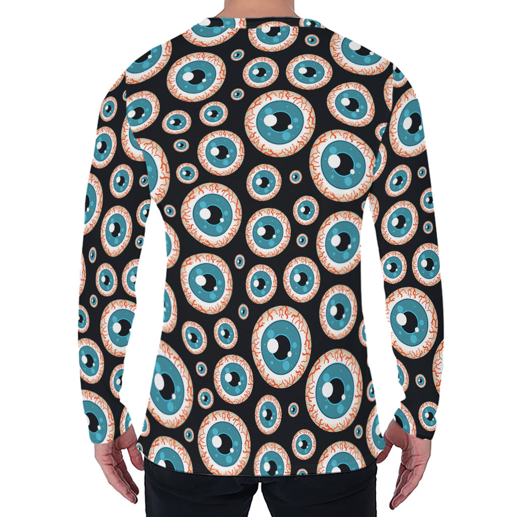 Creepy Eyeball Pattern Print Men's Long Sleeve T-Shirt