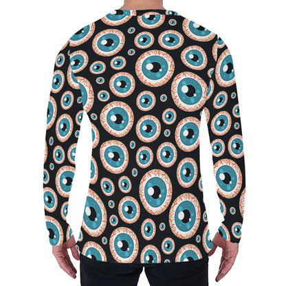 Creepy Eyeball Pattern Print Men's Long Sleeve T-Shirt