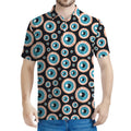 Creepy Eyeball Pattern Print Men's Polo Shirt