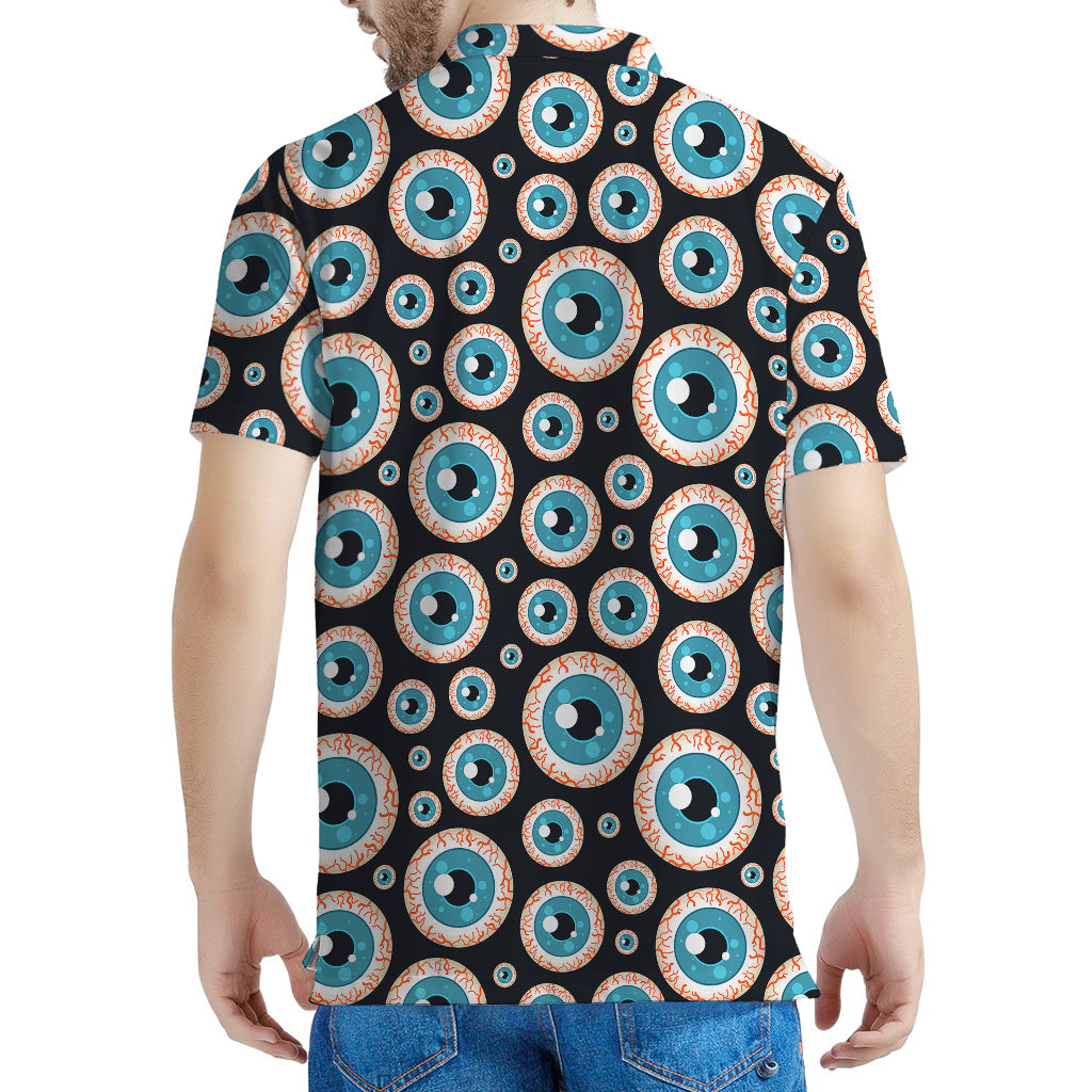 Creepy Eyeball Pattern Print Men's Polo Shirt