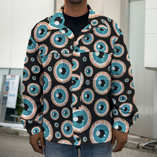 Creepy Eyeball Pattern Print Men's Shirt Jacket