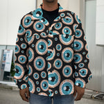 Creepy Eyeball Pattern Print Men's Shirt Jacket