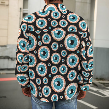 Creepy Eyeball Pattern Print Men's Shirt Jacket