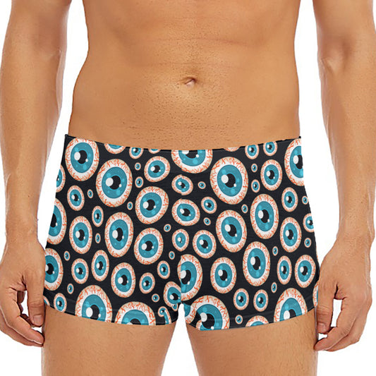Creepy Eyeball Pattern Print Men's Short Boxer Briefs