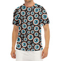 Creepy Eyeball Pattern Print Men's Short Sleeve Rash Guard