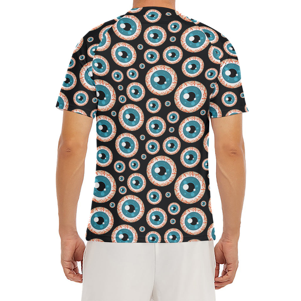 Creepy Eyeball Pattern Print Men's Short Sleeve Rash Guard