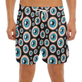 Creepy Eyeball Pattern Print Men's Split Running Shorts