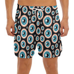Creepy Eyeball Pattern Print Men's Split Running Shorts
