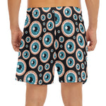 Creepy Eyeball Pattern Print Men's Split Running Shorts
