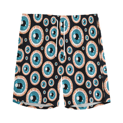Creepy Eyeball Pattern Print Men's Sports Shorts