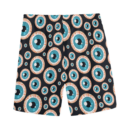 Creepy Eyeball Pattern Print Men's Sports Shorts