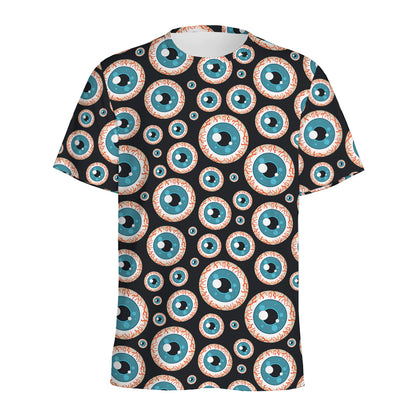 Creepy Eyeball Pattern Print Men's Sports T-Shirt