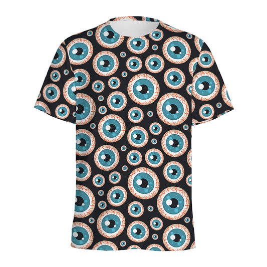 Creepy Eyeball Pattern Print Men's Sports T-Shirt