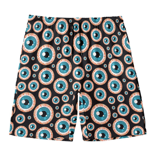 Creepy Eyeball Pattern Print Men's Swim Trunks