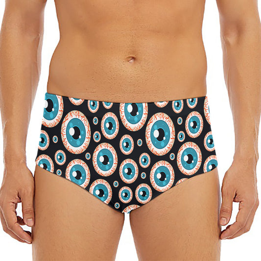 Creepy Eyeball Pattern Print Men's Triangle Swim Briefs