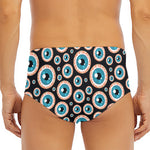 Creepy Eyeball Pattern Print Men's Triangle Swim Briefs