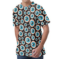 Creepy Eyeball Pattern Print Men's Velvet T-Shirt