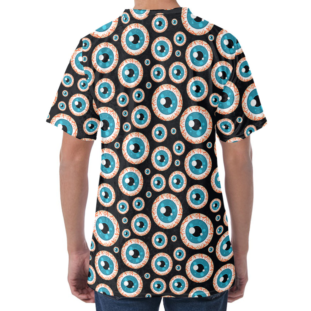 Creepy Eyeball Pattern Print Men's Velvet T-Shirt