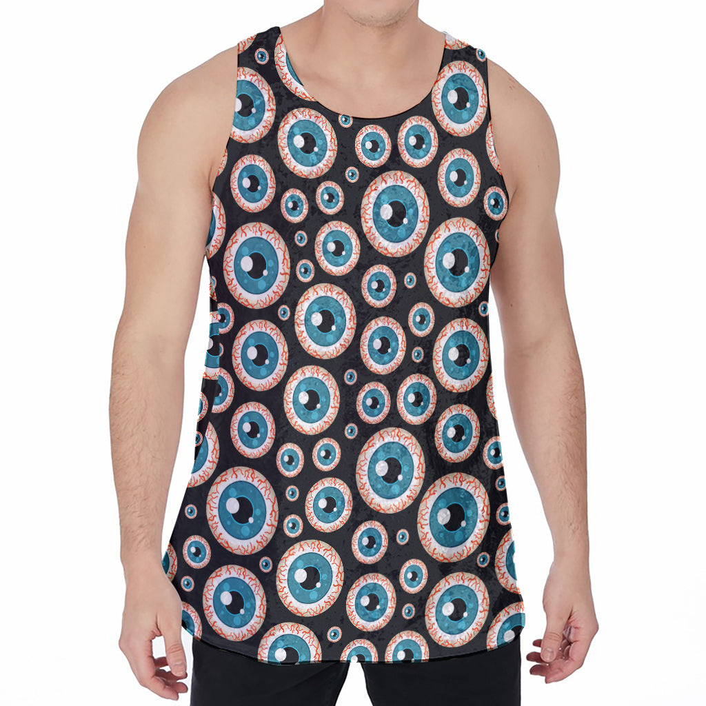 Creepy Eyeball Pattern Print Men's Velvet Tank Top