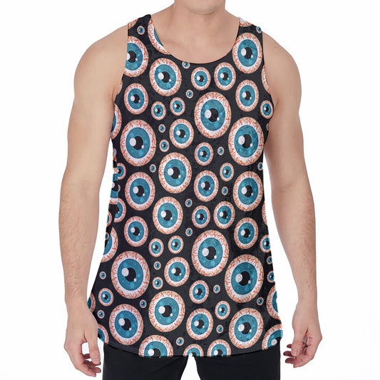 Creepy Eyeball Pattern Print Men's Velvet Tank Top