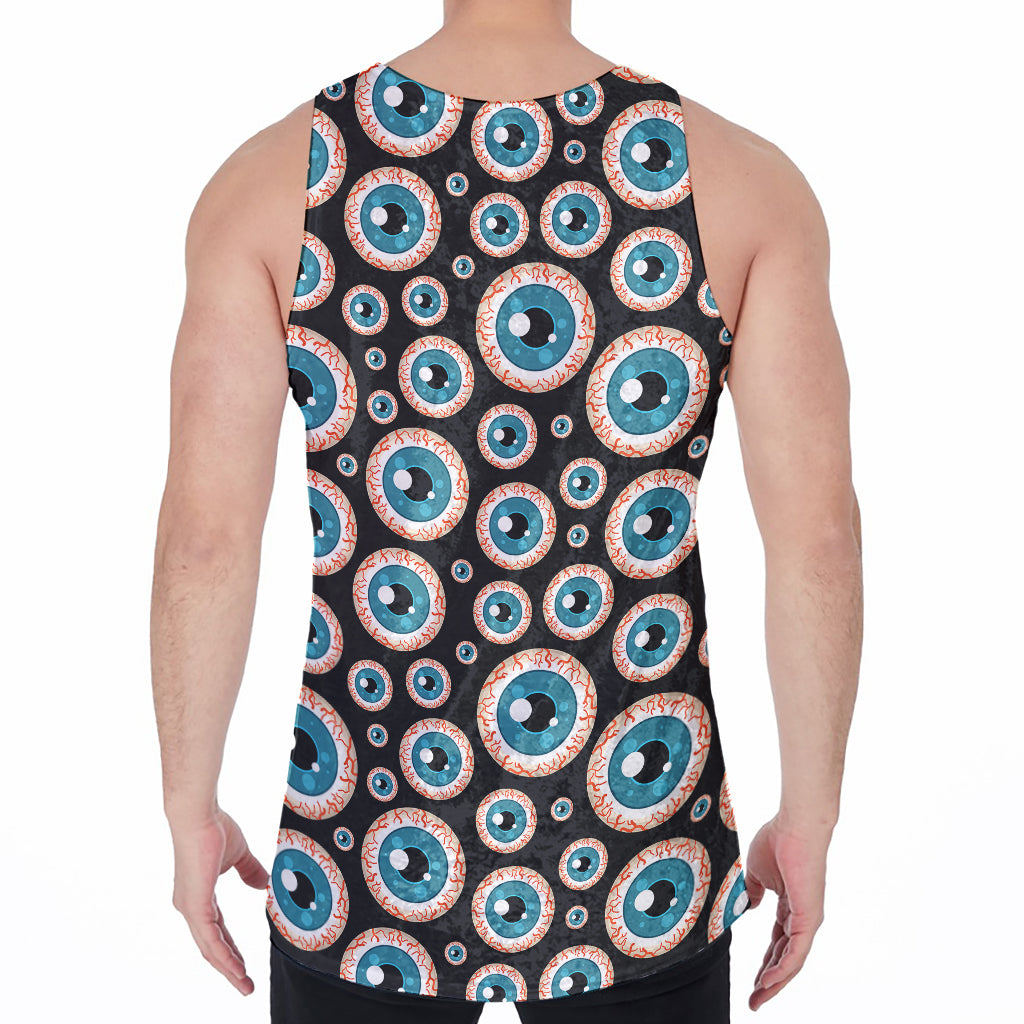 Creepy Eyeball Pattern Print Men's Velvet Tank Top