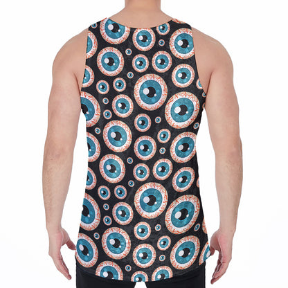 Creepy Eyeball Pattern Print Men's Velvet Tank Top