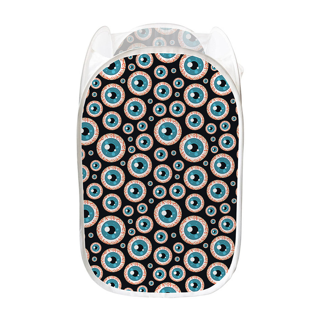 Creepy Eyeball Pattern Print Mesh Laundry Hamper
