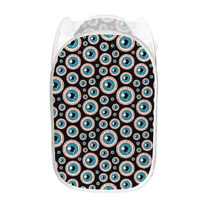 Creepy Eyeball Pattern Print Mesh Laundry Hamper