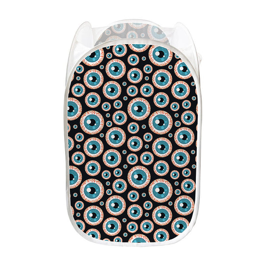 Creepy Eyeball Pattern Print Mesh Laundry Hamper