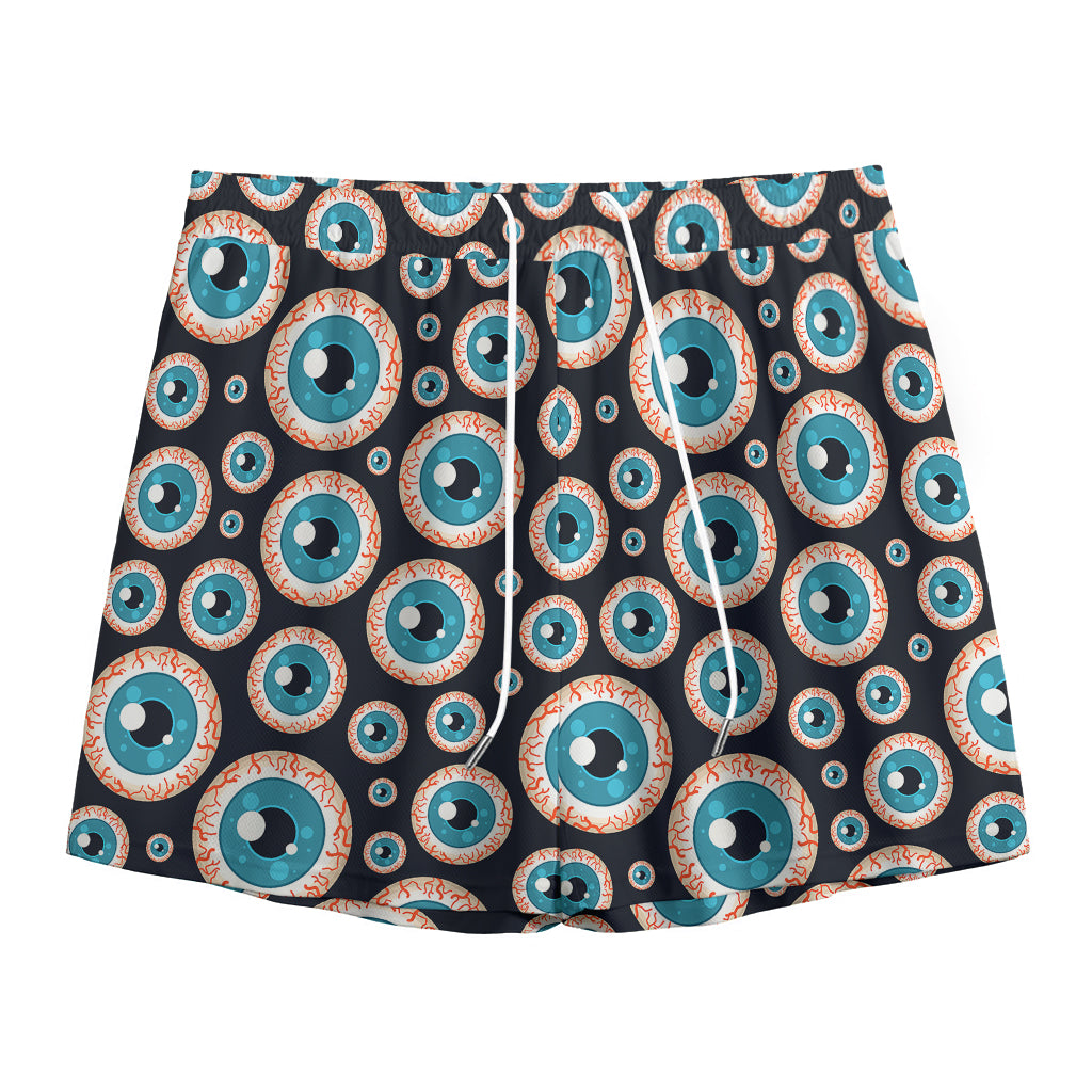 Creepy Eyeball Pattern Print Mesh Shorts