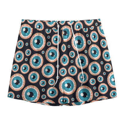Creepy Eyeball Pattern Print Mesh Shorts